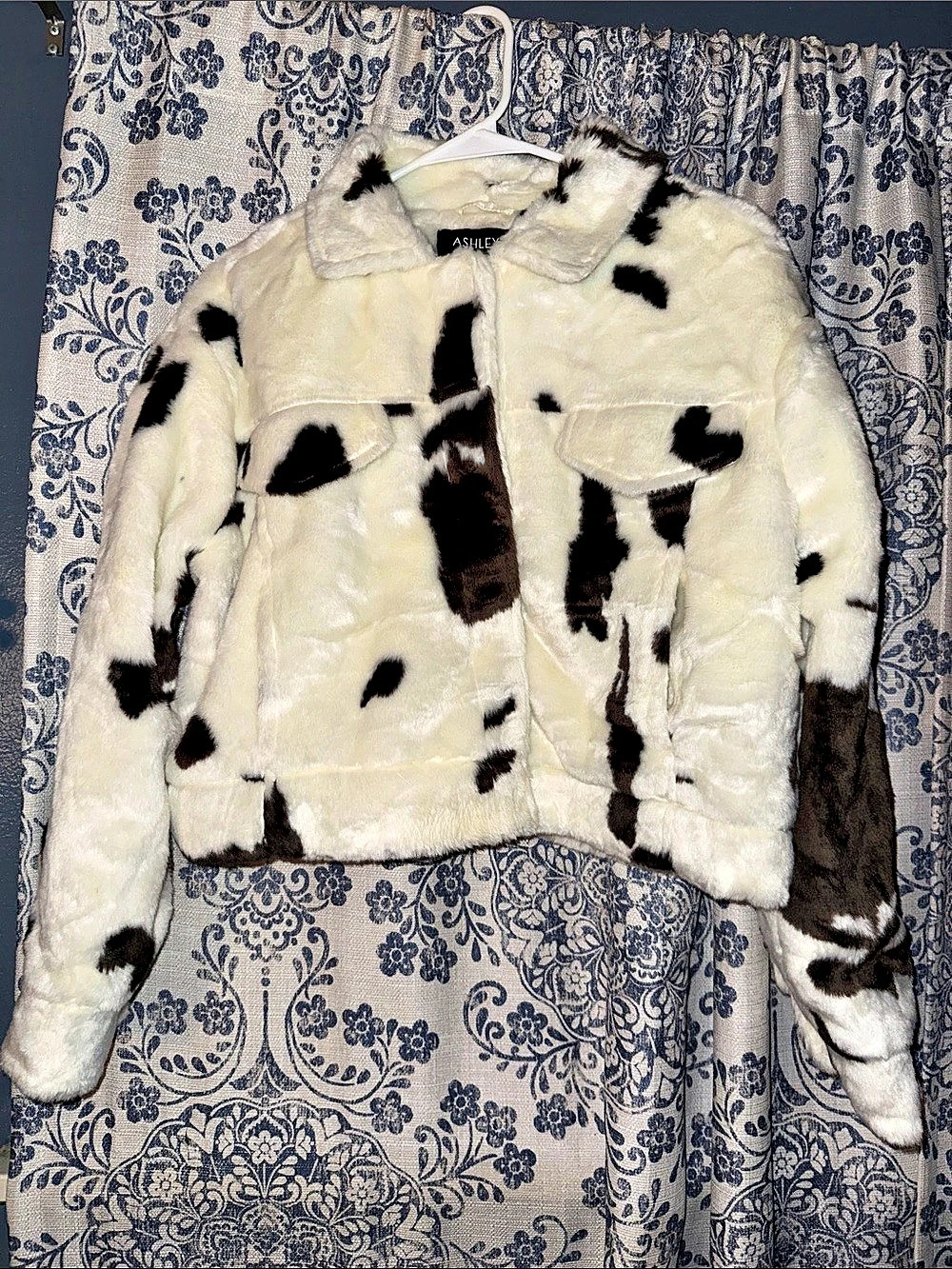 Ashley by 26 International Faux Fur Cow Print Jacket Size Medium